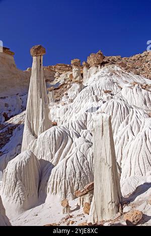 Wahweap Hoodoos (White Spirits) in Utah, USA, ist eine Gruppe von Türmen und ausgleichenden Felsen aus weißem Sandstein Stockfoto