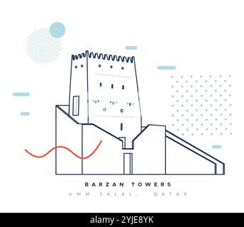 Barzan Towers - Umm Salal Mohammed Fort Towers - Stockbild als EPS 10 Datei Stock Vektor