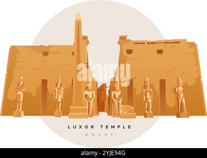 Ein großer antike ägyptische Tempelkomplex - Luxor Tempel - Stockbild als JPG FLE Stock Vektor