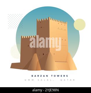 Barzan Towers - Umm Salal Mohammed Fort Towers - Stockbild als EPS 10 Datei Stock Vektor