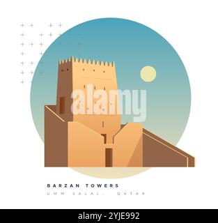 Barzan Towers - Umm Salal Mohammed Fort Towers - Stockbild als EPS 10 Datei Stock Vektor