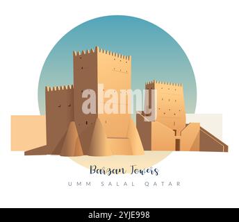 Barzan Towers - Umm Salal Mohammed Fort Towers - Stockbild als EPS 10 Datei Stock Vektor