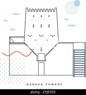 Barzan Towers - Umm Salal Mohammed Fort Towers - Stockbild als EPS 10 Datei Stock Vektor