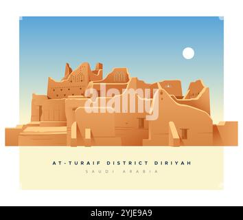 Historisches AT-Turaif District Diriyah - Saudi-Arabien - Stock Illustration als EPS 10 Datei Stock Vektor