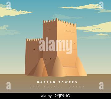 Barzan Towers - Umm Salal Mohammed Fort Towers - Stockbild als EPS 10 Datei Stock Vektor