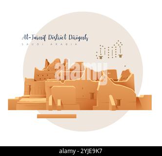 Historisches AT-Turaif District Diriyah - Saudi-Arabien - Stock Illustration als EPS 10 Datei Stock Vektor