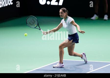 Malaga, Spanien. November 2024. MALAGA, SPANIEN - 14. NOVEMBER: Monica Niculescu aus Rumänien vor dem Billie Jean King Cup Finale im Palacio de Deportes Jose Maria Martin Carpena am 14. November 2024 in Malaga, Spanien. (Foto: Jose-Luis Contreras/MB Media/MB Media) Credit: MB Media Solutions/Alamy Live News Stockfoto