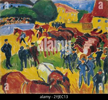 Pferdemesse. Museum: Thyssen-Bornemisza Sammlungen. Autor: Hermann Max Pechstein. Copyright: Dieses Bildmaterial ist nicht gemeinfreie Inhalte. Es liegt in Ihrer Verantwortung, vor der Veröffentlichung alle erforderlichen Genehmigungen Dritter vom Urheberrechtler in Ihrem Land einzuholen. Stockfoto