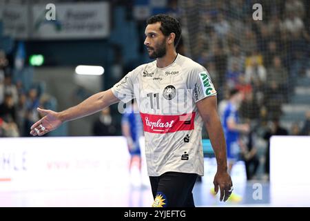 Gummersbach, Deutschland. November 2024. Solobild Djibril MBengue (Bergischer HC 11) GER, VfL Gummersbach vs. Bergischer HC, Handball, DHB-Pokal, Achtelfinale, 14.11.2024 Foto: Eibner-Pressefoto/Jürgen Augst Credit: dpa/Alamy Live News Stockfoto