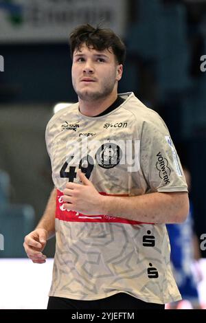 Gummersbach, Deutschland. November 2024. Solobild Aron Seesing (Bergischer HC 49) GER, VfL Gummersbach vs. Bergischer HC, Handball, DHB-Pokal, Achtelfinale, 14.11.2024 Foto: Eibner-Pressefoto/Jürgen Augst Credit: dpa/Alamy Live News Stockfoto