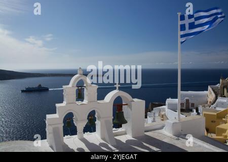 Oia auf der Insel Thira oder Thera ist eine kleine Stadt auf dem griechischen Archipel Santorini in den Kykladen Stockfoto