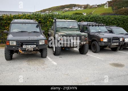 Land rover Offroad Green Laner parken in Downings, County donegal, republik irland Stockfoto