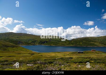 Die Passstraße führt durch den Vikafjell durch die Provinzen Hordaland und Sogne og Fjordane nach Vik., durch das Vikafjell führt die Passstraße Stockfoto