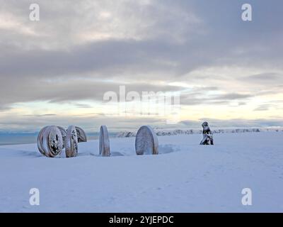 Das Children of the World Monument ist ein Denkmal auf dem Nordkap-Plateau in Norwegen, das Denkmal der Kinder der Welt ist ein Denkmal auf Stockfoto