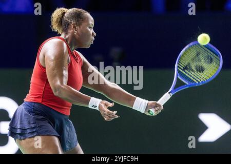 November 2024; Palacio de Deportes Jose Maria Martin Carpena Arena, Malaga, Spanien; Billie Jean King Cup Finals, Tag 2; Taylor Townsend (USA) Stockfoto