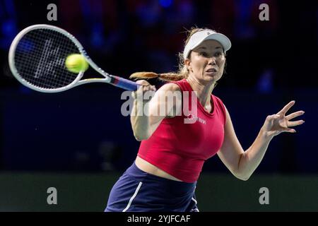 November 2024; Palacio de Deportes Jose Maria Martin Carpena Arena, Malaga, Spanien; Billie Jean King Cup Finals, Tag 2; Danielle Collins (USA) Stockfoto