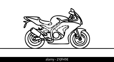 Durchgehende einzeilige Zeichnung der Motorrad Motorrad Motorrad extremen Sport einzeilige Kunst Vektor Illustration Stock Vektor