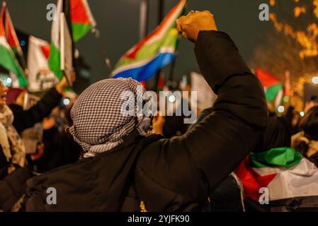 Paris, Frankreich. November 2024. Pro-palästinensische Proteste am Place du Front Populaire gegen das Fußballspiel der UEFA Nations League zwischen Frankreich und Israel im Stade de France, Credit: Fabienne Koch/Alamy Live News Stockfoto