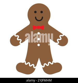 Lebkuchenmann-Symbol. Lächelnde Keksfigur. Weihnachtsfeierlichkeiten. Vektorabbildung. Stock Vektor
