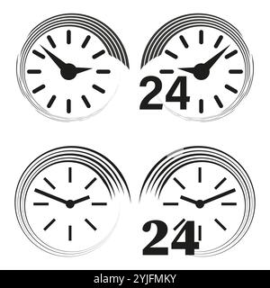 Symbol für Uhr 24. Zeitsymbolvektor. Schwarz-weiß-Stunde. Einfache runde Abbildung. Stock Vektor