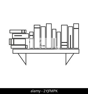 Bücherregal-Symbol. Vektor für gestapelte Bücher. Abbildung mit schwarzer Linie. Einfaches Bibliothekssymbol. Stock Vektor