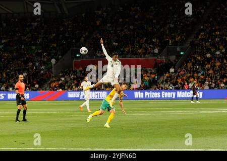 Melbourne, Australien. November 2024. Nasser Al Dawsari aus Saudi-Arabien wurde in der dritten Runde des Qualifikationsspiels zur FIFA-Weltmeisterschaft 2026 zwischen Australien Socceroos und Saudi-Arabien im Melbourne Rectangular Stadium im Einsatz. Endpunktzahl; Australien 0:0 Saudi-Arabien Credit: SOPA Images Limited/Alamy Live News Stockfoto