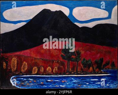 Mount Katahdin, Herbst, Nr. 2. Künstler: Marsden Hartley (Amerikaner, Lewiston, Maine 1877-1943 Ellsworth, Maine). Abmessungen: 30 1/4 x 40 1/4 Zoll (76,8 x 102,2 cm). Datum: 1939-40. Ab Mitte der 1930er Jahre erklärte sich Hartley, ein ruheloser Künstler, der zuvor mit der europäischen Avantgarde in Verbindung gebracht worden war, zum „Maler aus Maine“. Zwischen 1939 und 1942 schuf er mehr als achtzehn kühne Gemälde von Maines höchstem Gipfel, dem Mount Katahdin, einem geologischen Wahrzeichen, das als nördlichster Endpunkt des Appalachian Trail sowohl regionale als auch nationale Symboliken widerspiegelte. Hartle Stockfoto