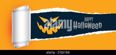 Happy Halloween scary Hintergrund mit zerrissenem Papier Wirkung Stock Vektor