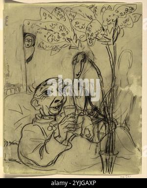 Karikatur von Leo Gestel auf seinem Krankenbett. Verfasser der Stellungnahme: Leo Gestel. Datierung: 1891 - 1941. Maße: H 254 mm x B 205 mm. Museum: Rijksmuseum, Amsterdam. Stockfoto