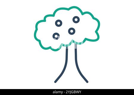 Baumsymbol. Liniensymbolstil. Symbol für Gartenarbeit. Vektorillustration für Naturelemente Stock Vektor