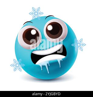 Kalter Emoji-Vektor. Clipart Emoticon Frozen, Freeze and Chill Face in blauem Symbol isoliert auf weißem Hintergrund. Vektorillustration Cold Clip Stock Vektor