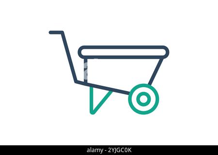 Schubkarre-Symbol. Liniensymbolstil. Symbol für Gartenarbeit. Gartenwerkzeugelemente Vektorillustration Stock Vektor