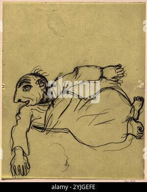 Karikatur von Leo Gestel auf seinem Krankenbett. Verfasser der Stellungnahme: Leo Gestel. Datierung: 1891 - 1941. Maße: H 254 mm x B 205 mm. Museum: Rijksmuseum, Amsterdam. Stockfoto