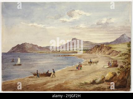 Blick auf Wicklow Hills. Elizabeth Murray; Englisch, ca. 1815-1882. Datum: 1843. Abmessungen: 176 mm x 253 mm. Aquarellfarbe über Spuren von Graphit auf cremefarbenem Webpapier. Herkunft: England. Museum: Chicago Art Institute, FLORENCIA, USA. Stockfoto