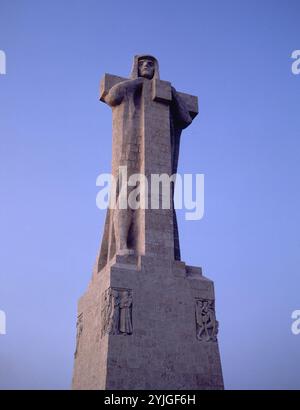 MONUMENTO A LA FE DESCUBRIDO O O MONUMENTO A CRISTOBAL COLON INAUGURADO EN 1929 ENTRE LA CONFLUENCIA DE LOS RIOS ODIEL Y TINTO. AUTOR: GERTRUDE WHITNEY VANDERBILT (1875-1942). ORT: MONUMENTO A LA FE DESCUBRIDORA DE COLON. PUNTA DEL SEBO. Huelva. SPANIEN. CRISTOBAL COLON (1451/1506). Stockfoto