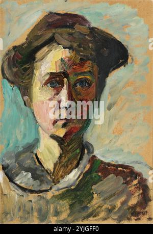 Gabriele Münter (Berlin, 1877 - Murnau, 1962). Selbstportrait (Ca. 1908). Öl auf Pappe. 49 x 33,6 cm. Museum: Museo Nacional Thyssen-Bornemisza, Madrid. Stockfoto