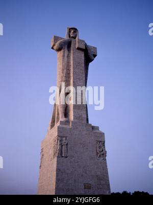 MONUMENTO A LA FE DESCUBRIDO O O MONUMENTO A CRISTOBAL COLON INAUGURADO EN 1929 ENTRE LA CONFLUENCIA DE LOS RIOS ODIEL Y TINTO. AUTOR: GERTRUDE WHITNEY VANDERBILT (1875-1942). ORT: MONUMENTO A LA FE DESCUBRIDORA DE COLON. PUNTA DEL SEBO. Huelva. SPANIEN. CRISTOBAL COLON (1451/1506). Stockfoto