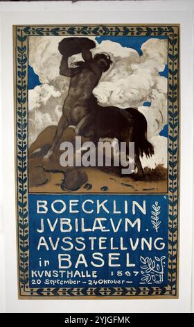 Boecklin Jubiläumsausstellung Basel. Hans Lendorff (Schweiz, 1863-1946); Text von Hans Sandreuter (Schweiz, 1850-1901). Datum: 1897. Abmessungen: 1006 x 606 mm (Bild/primäre Stütze); 1099 x 691 mm (sekundäre/tertiäre Stütze). Farblithographie auf weißem Webpapier, auf weißem Webpapier, auf Leinwand gelegt. Herkunft: Schweiz. Museum: Chicago Art Institute, FLORENCIA, USA. Stockfoto