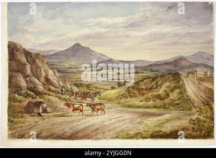 Wicklow Hills. Elizabeth Murray; Englisch, ca. 1815-1882. Datum: 1843. Abmessungen: 176 mm x 259 mm. Aquarell über Spuren von Graphit auf elfenbeinfarbenem Webpapier. Herkunft: England. Museum: Chicago Art Institute, FLORENCIA, USA. Stockfoto