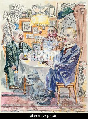 George Grosz (Berlin, 1893-1959). Der Stammtisch (Ca. 1928 - 1930). Aquarell und Tusche auf Papier. 59 x 46 cm. Museum: Museo Nacional Thyssen-Bornemisza, Madrid. Stockfoto