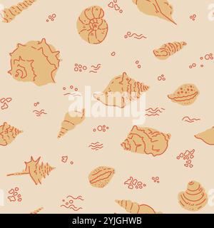 Beigefarbenes Design Mit Muschelmuster Im Hintergrund Stock Vektor