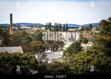 Blick über die kleine Stadt Portland im zentralen Westen von NSW Stockfoto