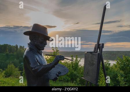 Denkmal für den berühmten Künstler Isaak Levitan in Plyos, Russland Stockfoto