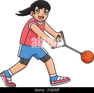 Track and Field Female in A Hammer Throw Clipart Stock Vektor