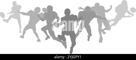American Football Silhouette Player Silhouetten Stock Vektor