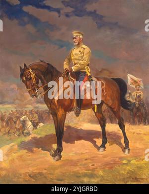 Porträt von Großherzog Nikolai Nikolajewitsch (dem Jüngeren) zu Pferd. Russland, 1910er Jahre Abmessungen: 67,5x55,5 cm. Museum: Staatliche Eremitage, St. Petersburg. Autor: Nikolay Samokish. Stockfoto