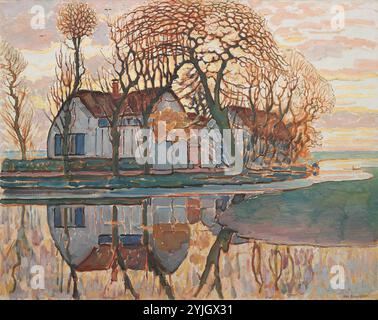 Bauernhof in der Nähe von Duivendrecht. Piet Mondrian; Niederländisch, 1872-1944. Datum: 1911-1921. Abmessungen: 34 x 42 1/2 Zoll (86,3 x 107,9 cm). Öl auf Leinwand. Herkunft: Niederlande. Museum: Chicago Art Institute, FLORENCIA, USA. Stockfoto