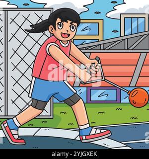 Track and Field Female in Hammer Wurf farbig Stock Vektor