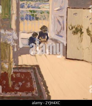 „Kinder in einem Zimmer“. Frankreich, Ca. 1909. Abmessungen: 84,5x77,7 cm. Museum: Staatliche Eremitage, St. Petersburg. Autor: Jean Edouard Vuillard. Stockfoto