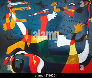 Joan Miró/'Hirondelle Amour", 1933-1934, Óleo sobre lienzo, 199,3 x 247,6 cm. Museum: MoMA, das Museum of Modern Art, New York. Stockfoto